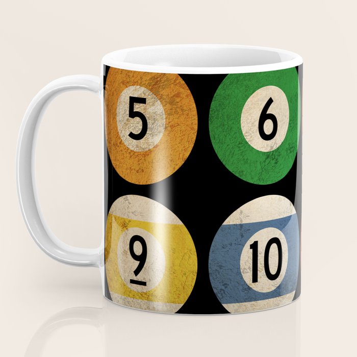 Billiards balls colorful man cave game room numerals art Coffee Mug Gallery Image 3