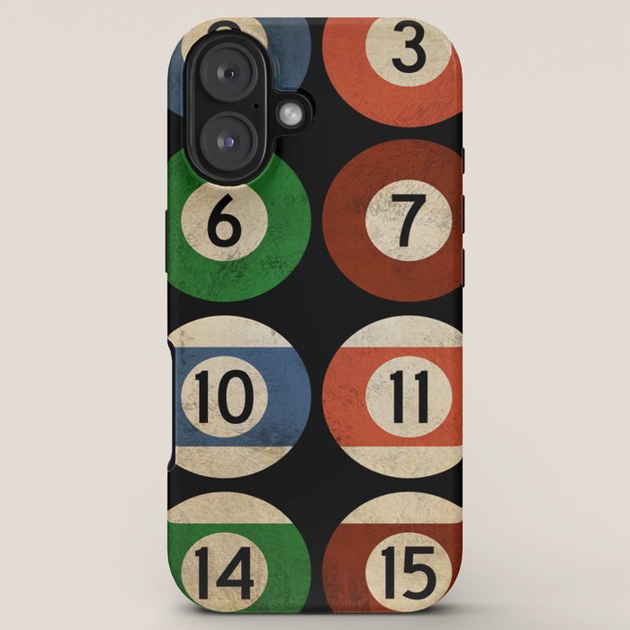 Billiards balls colorful man cave game room numerals art iPhone Case Gallery Image 5