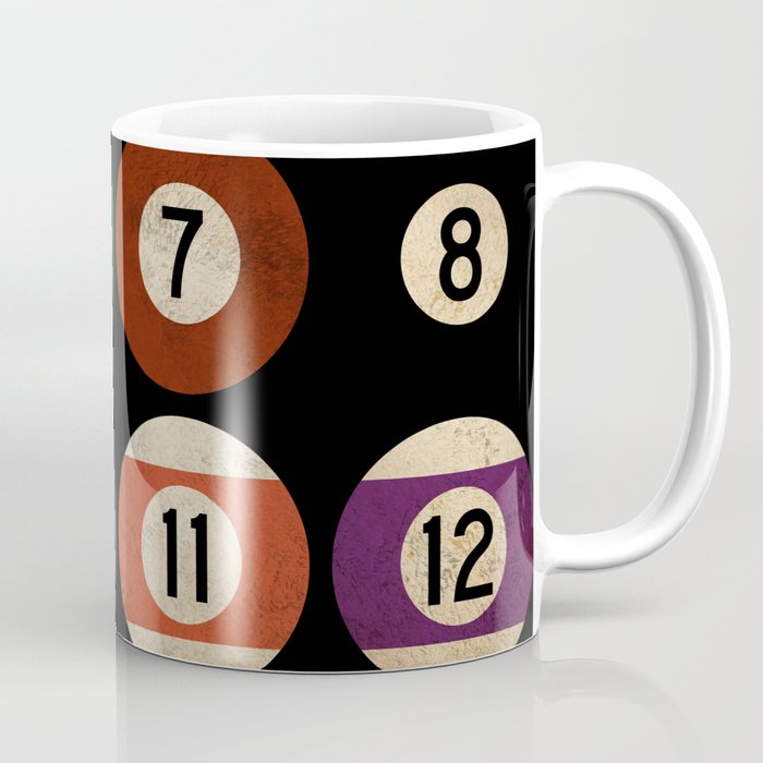 Billiards balls colorful man cave game room numerals art Coffee Mug Gallery Image 1