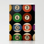 Billiards balls colorful man cave game room numerals art Stationery Card Gallery Image 2