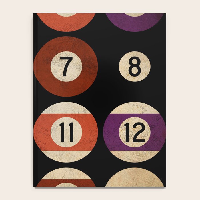 Billiards balls colorful man cave game room numerals art Notebook Gallery Image 4