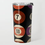 Billiards balls colorful man cave game room numerals art Travel Mug Gallery Image 2