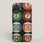 Billiards balls colorful man cave game room numerals art iPhone Case Gallery Image 1