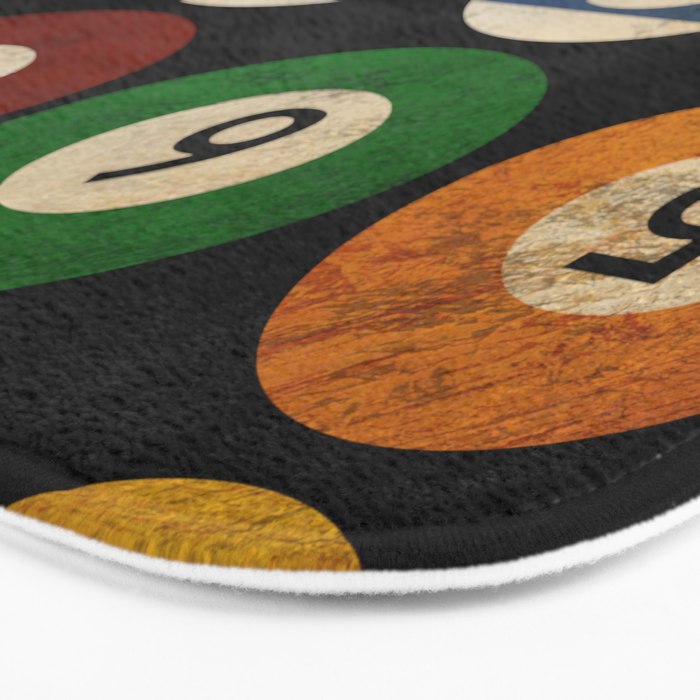 Billiards balls colorful man cave game room numerals art Bath Mat Gallery Image 3
