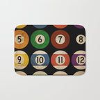 Billiards balls colorful man cave game room numerals art Bath Mat Gallery Image 1