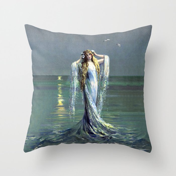 Vintage Mermaid Throw Pillow Gallery Image 6