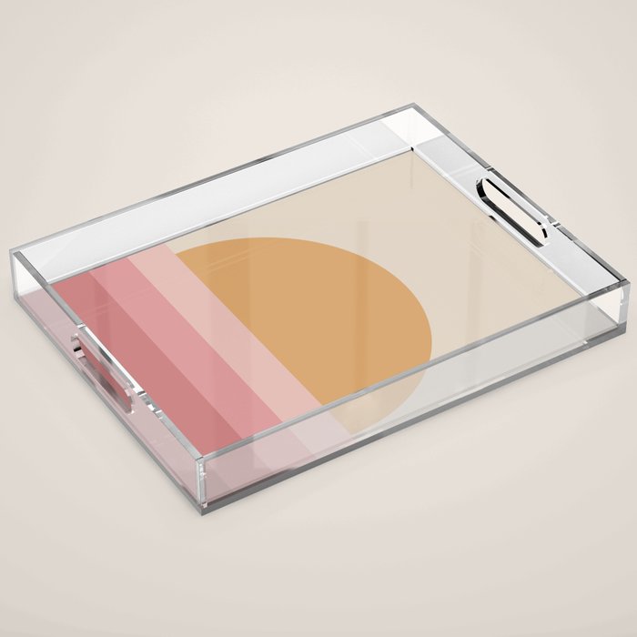 Minimal Retro Sunset Sunrise - Neutral Pink Acrylic Tray Gallery Image 1