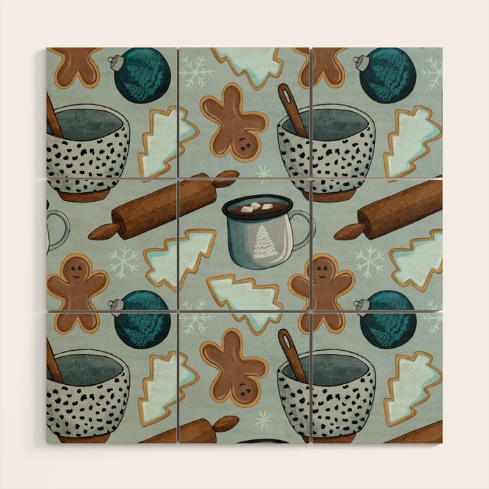 Christmas Baking, Christmas Cookies, Sugar Cookies, Gingerbread Man Wood Wall Art Gallery Image 1