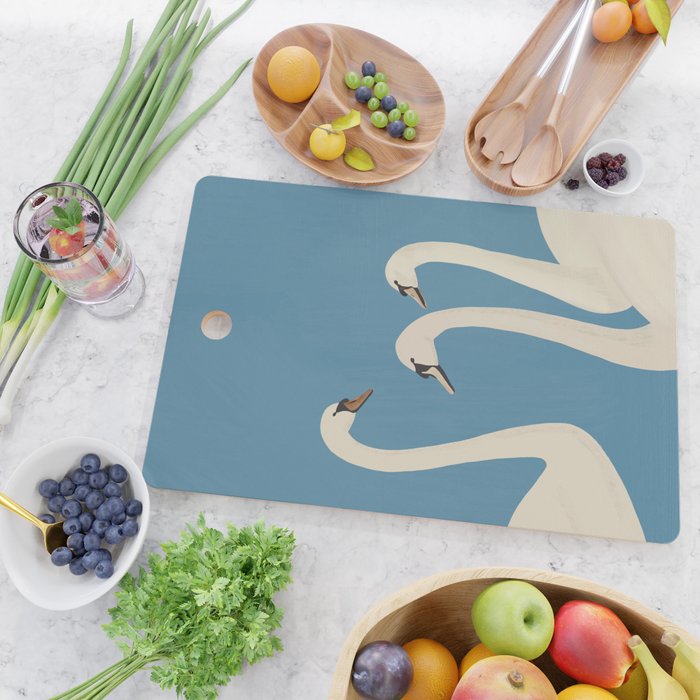 White Swans 3 Cutting Board Gallery Image 2