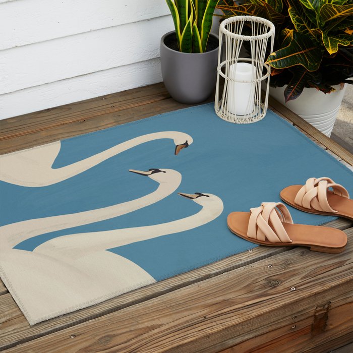 White Swans 3 Outdoor Rug Gallery Image 2
