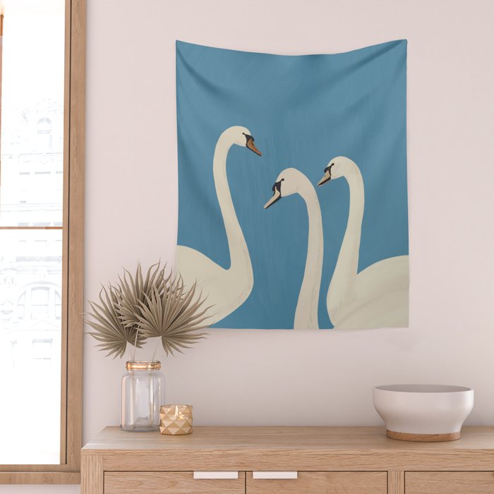 White Swans 3 Wall Tapestry Gallery Image 2