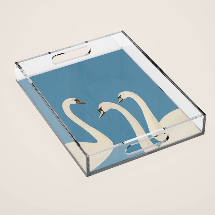 White Swans 3 Acrylic Tray Gallery Image 1