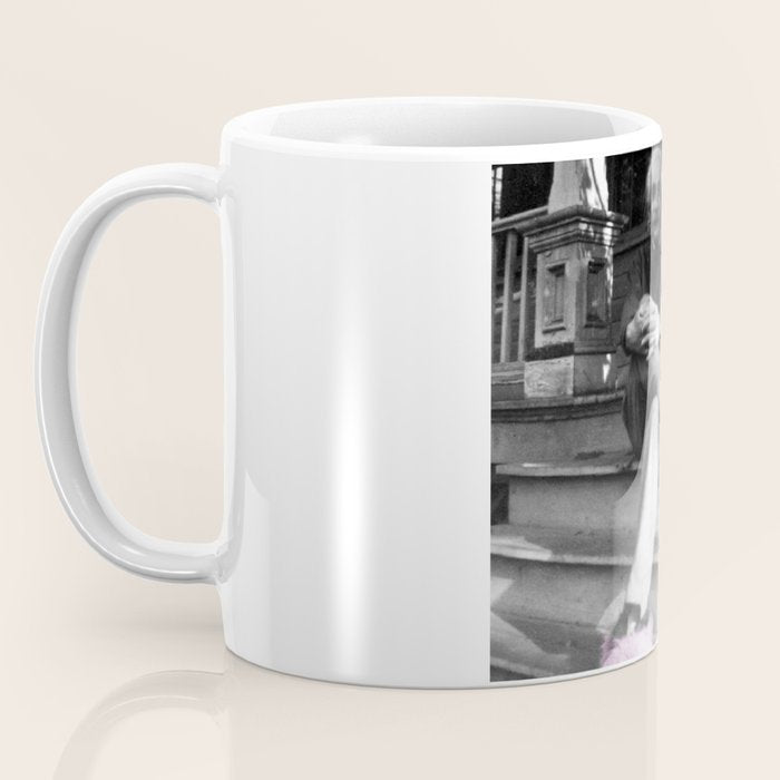 Satirical Einstein in Fuzzy Pink Slippers Classic E = mc² Black and White Satirical Photography  Coffee Mug Gallery Image 3