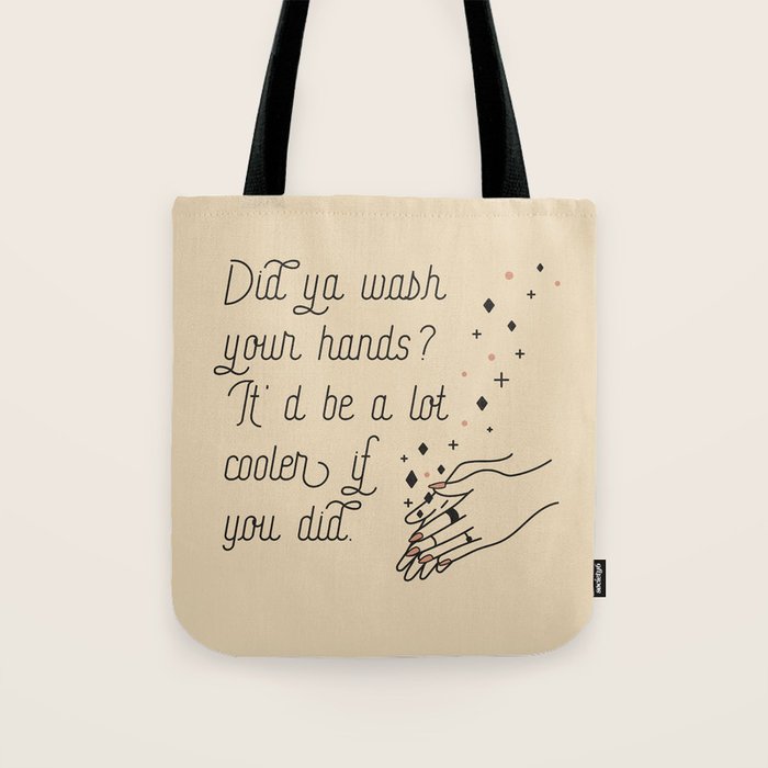 Wash Your Hands in Black & Mauve Tote Bag Gallery Image 1