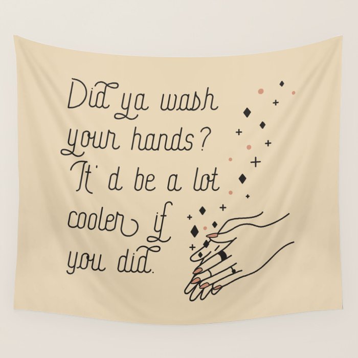 Wash Your Hands in Black & Mauve Wall Tapestry Gallery Image 1