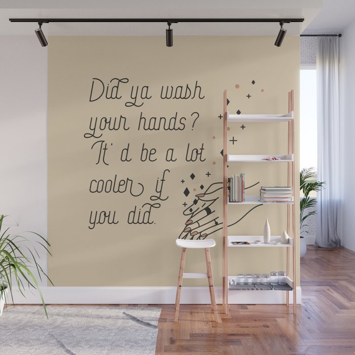 Wash Your Hands in Black & Mauve Wall Mural Gallery Image 1