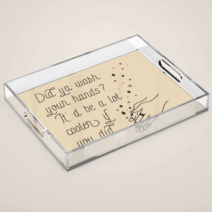 Wash Your Hands in Black & Mauve Acrylic Tray Gallery Image 1
