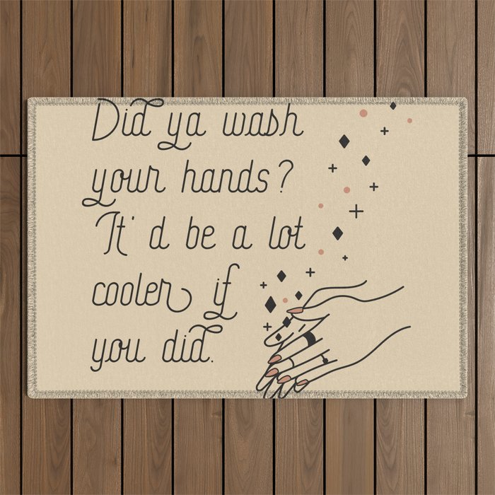 Wash Your Hands in Black & Mauve Outdoor Rug Gallery Image 1