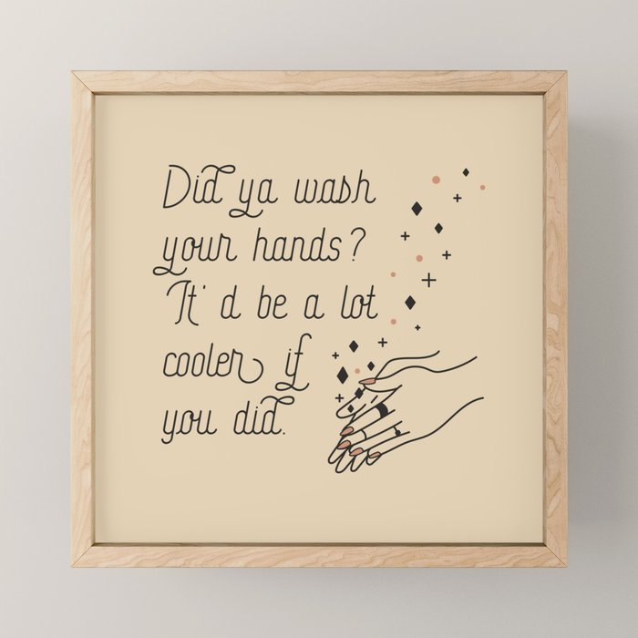 Wash Your Hands in Black & Mauve Mini Art Print Gallery Image 1