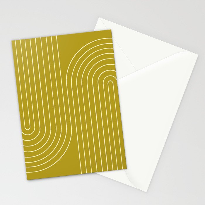 Minimal Line Curvature XVII Chartreuse Mid Century Modern Arch Abstract Stationery Card Gallery Image 2