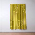 Minimal Line Curvature XVII Chartreuse Mid Century Modern Arch Abstract Window Curtain Gallery Image 3