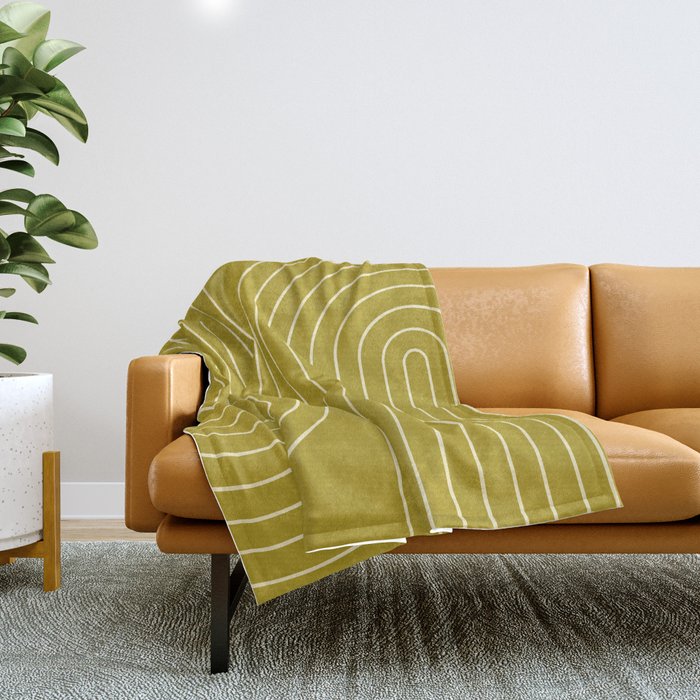 Minimal Line Curvature XVII Chartreuse Mid Century Modern Arch Abstract Throw Blanket Gallery Image 1