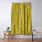 Minimal Line Curvature XVII Chartreuse Mid Century Modern Arch Abstract Window Curtain Gallery Image 5