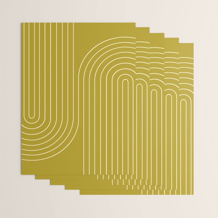 Minimal Line Curvature XVII Chartreuse Mid Century Modern Arch Abstract Wrapping Paper Gallery Image 3