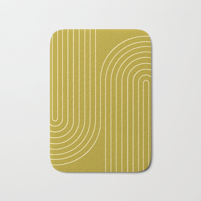 Minimal Line Curvature XVII Chartreuse Mid Century Modern Arch Abstract Bath Mat Gallery Image 1