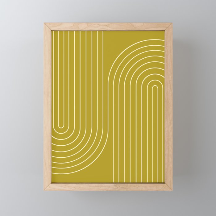 Minimal Line Curvature XVII Chartreuse Mid Century Modern Arch Abstract Mini Art Print Gallery Image 1