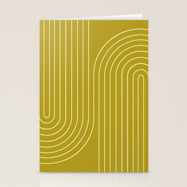 Minimal Line Curvature XVII Chartreuse Mid Century Modern Arch Abstract Stationery Card Gallery Image 1