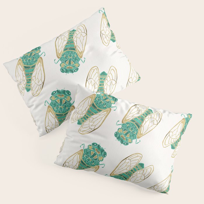 Cicada - Green & Gold Pillow Sham Gallery Image 3