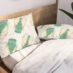 Cicada - Green & Gold Pillow Sham Gallery Image 2