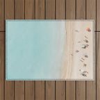 Beach Print, Aerial Beach Umbrellas, Pastel Bondi Beach, Aerial Photography, Ocean Waves, Waves Print, Sea Print Outdoor Rug Gallery Image 1
