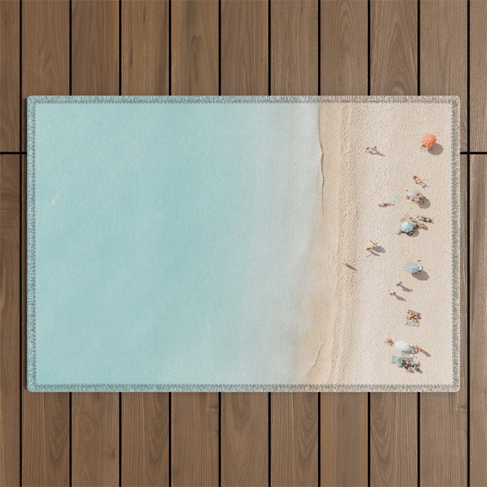 Beach Print, Aerial Beach Umbrellas, Pastel Bondi Beach, Aerial Photography, Ocean Waves, Waves Print, Sea Print Outdoor Rug Gallery Image 1