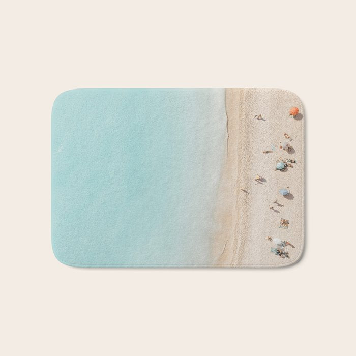 Beach Print, Aerial Beach Umbrellas, Pastel Bondi Beach, Aerial Photography, Ocean Waves, Waves Print, Sea Print Bath Mat Gallery Image 1
