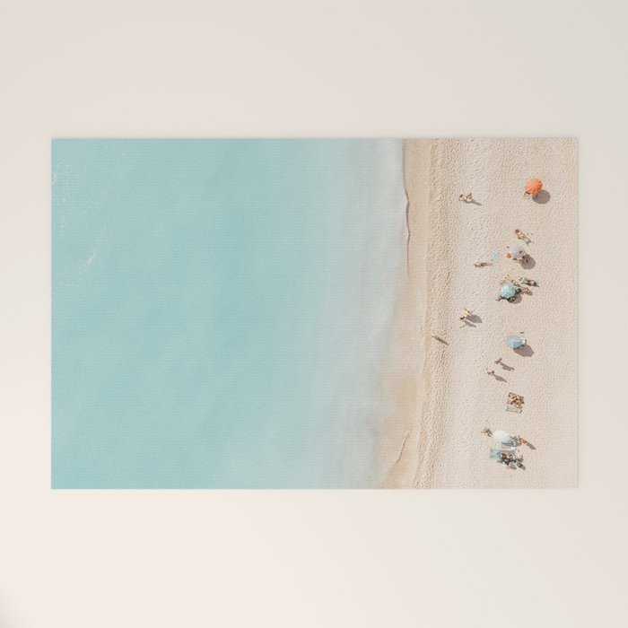 Beach Print, Aerial Beach Umbrellas, Pastel Bondi Beach, Aerial Photography, Ocean Waves, Waves Print, Sea Print Welcome Mat Gallery Image 1