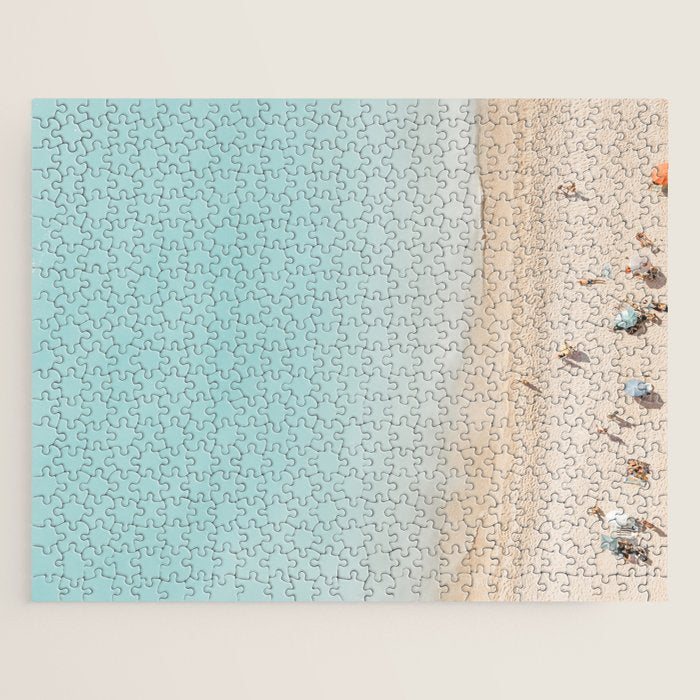 Beach Print, Aerial Beach Umbrellas, Pastel Bondi Beach, Aerial Photography, Ocean Waves, Waves Print, Sea Print Jigsaw Puzzle Gallery Image 1