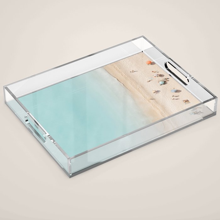 Beach Print, Aerial Beach Umbrellas, Pastel Bondi Beach, Aerial Photography, Ocean Waves, Waves Print, Sea Print Acrylic Tray Gallery Image 1