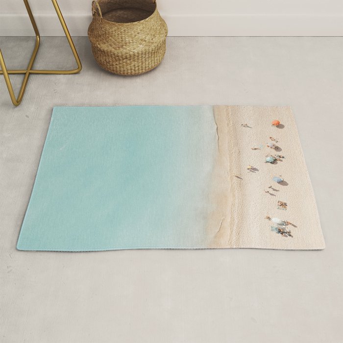 Beach Print, Aerial Beach Umbrellas, Pastel Bondi Beach, Aerial Photography, Ocean Waves, Waves Print, Sea Print Rug Gallery Image 1