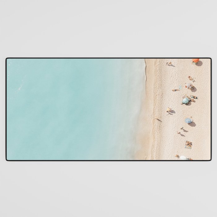 Beach Print, Aerial Beach Umbrellas, Pastel Bondi Beach, Aerial Photography, Ocean Waves, Waves Print, Sea Print Desk Mat Gallery Image 3