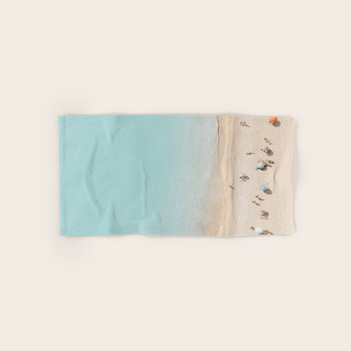 Beach Print, Aerial Beach Umbrellas, Pastel Bondi Beach, Aerial Photography, Ocean Waves, Waves Print, Sea Print Bath Towel Gallery Image 1