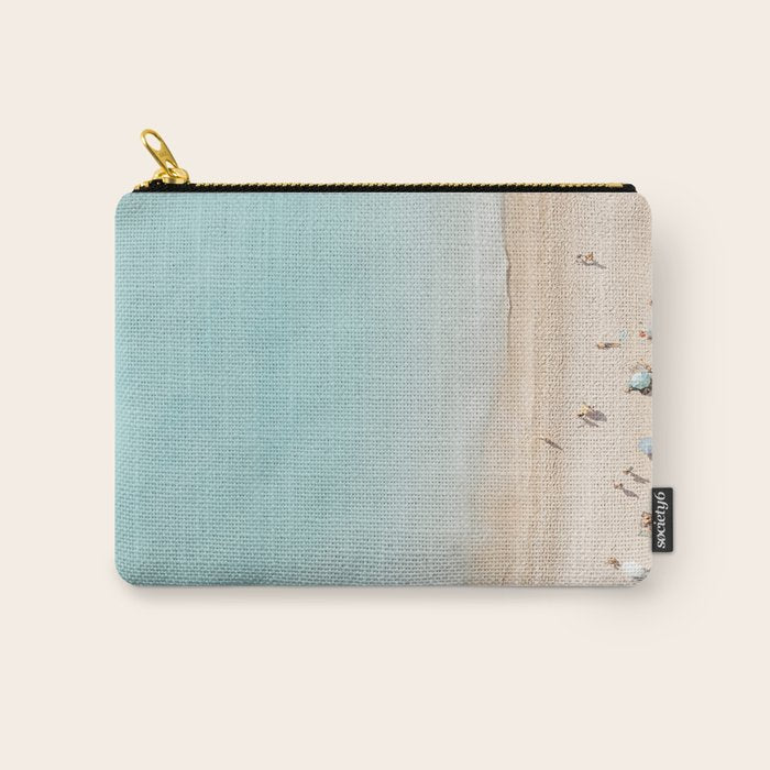 Beach Print, Aerial Beach Umbrellas, Pastel Bondi Beach, Aerial Photography, Ocean Waves, Waves Print, Sea Print Carry All Pouch Gallery Image 1