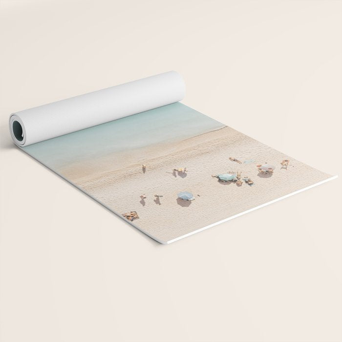 Beach Print, Aerial Beach Umbrellas, Pastel Bondi Beach, Aerial Photography, Ocean Waves, Waves Print, Sea Print Yoga Mat Gallery Image 2