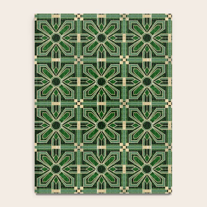 Art Deco Floral Tiles in Emerald Green and Faux Gold Notebook Gallery Image 4