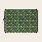 Art Deco Floral Tiles in Emerald Green and Faux Gold Laptop Sleeve Gallery Image 1