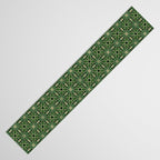 Art Deco Floral Tiles in Emerald Green and Faux Gold Table Runner Gallery Image 3