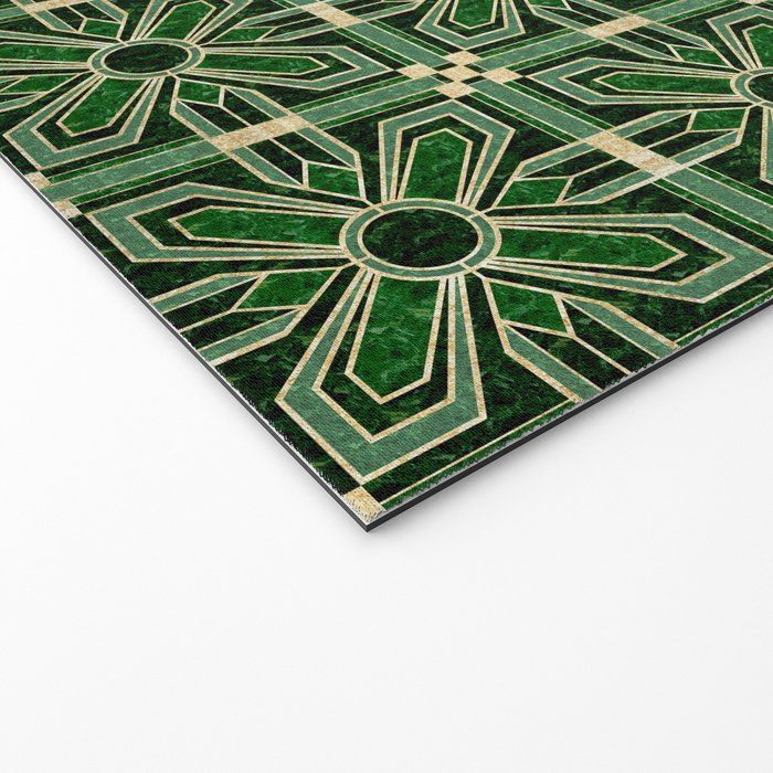 Art Deco Floral Tiles in Emerald Green and Faux Gold Welcome Mat Gallery Image 2