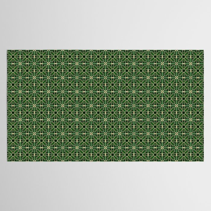 Art Deco Floral Tiles in Emerald Green and Faux Gold Tablecloth Gallery Image 2