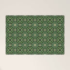 Art Deco Floral Tiles in Emerald Green and Faux Gold Welcome Mat Gallery Image 1